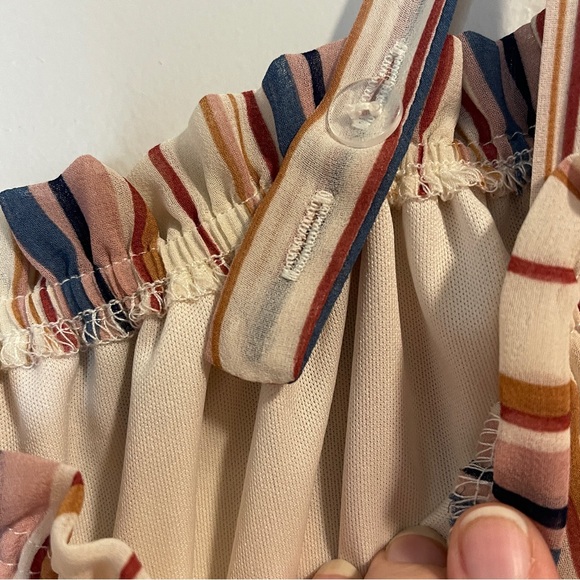 Lily Rose Striped Off Shoulder Maxi Dress Romper Women's L - Picture 6 of 8